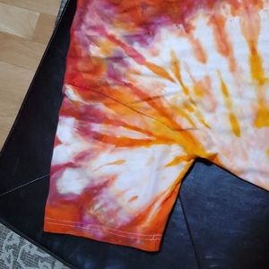 Hand tie dyed double sunburst  unisex vneck tshirt